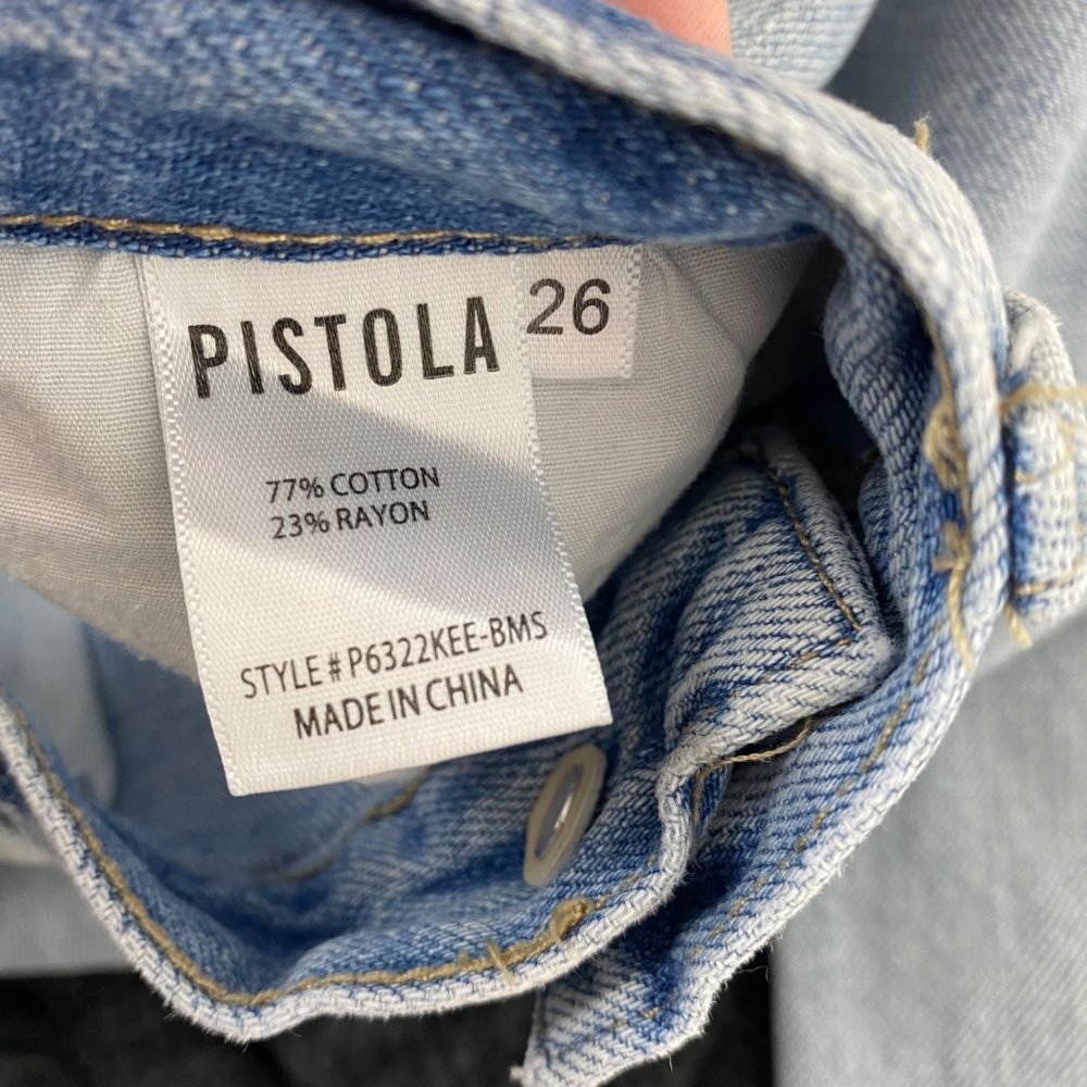 Pistola Womens Cassie Super High Rise Distressed Straight Leg Jeans Size 26 - Picture 6 of 7